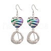 3 Pair 3 Style Heart & Trapezoid & Flat Round Acrylic Dangle Earrings EJEW-JE05204-2