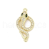Brass Clear & Green Cubic Zirconia Snake Connector Charms KK-D317-150G-1