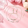 Round Natural Malaysia Jade & Cat Eye Beaded Necklace & Bracelet & Dangle Earring Sets SJEW-JS01334-1