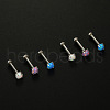 Stainless Steel & Synthetic Opal Threadless Labrets WG3C897-11-2