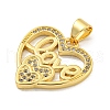 Rack Plating Brass Micro Pave Cubic Zirconia Pendants KK-B091-50C-G-2