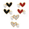 Heart Brass Stud Earrings EJEW-C141-01G-2