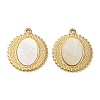 304 Stainless Steel Natural White Shell Pendants STAS-L288-08G-02-1