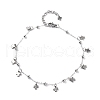 304 Stainless Steel Cable Chain Cross Tassel Anklets for Women AJEW-AN00678-2