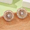 Flat Round Brass Micro Pave Clear Cubic Zirconia Stud Earrings for Women EJEW-G428-13G-1