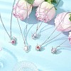 Handmade Flower Printed Porcelain Ceramic Bead Kettle Pendant Necklaces NJEW-JN05257-1