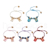 Natural Lava Rock & Mixed Stone & Glass Seed Beaded Braided Bracelets BJEW-MZ00063-1