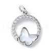 Brass Micro Pave Cubic Zirconia and Glass Pendants KK-F892-50P-01-1