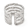 Non-Tarnish 304 Stainless Steel Multi Line Open Cuff Ring for Women RJEW-M149-18P-2