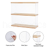 2-Tier Transparent Acrylic Minifigures Display Case with Wooden Base ODIS-WH0043-65-6