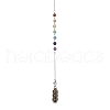 Mixed Synthetic & Natural Round Gemstone Pointed Dowsing Pendulums PALLOY-JF02455-02-3