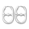 Rack Plating Brass Oval with Heart Hoop Earrings EJEW-D064-09P-1