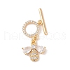 Golden Brass Micro Pave Cubic Zirconia Toggle Clasps KK-B100-039G-01-1