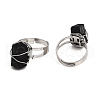 Adjustable Wire Wrapped Natural Gemstone Finger Rings RJEW-I066-A-3