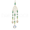 Brass Hollow Leaf Hanging Ornaments HJEW-TA00181-1