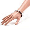 Synthetic Howlite & Natural Lava Rock Round Beaded Stretch Bracelet with Alloy Paw Print BJEW-JB07843-5