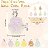 ARRICRAFT 48Pcs 8 Colors Translucent Resin Paw Print Pendants CRES-AR0001-31-2