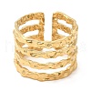 Ion Plating(IP) 304 Stainless Steel Multi Line Open Cuff Ring for Women RJEW-M149-18G-1