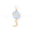 Dyed Natural Selenite Planet Pendants PALLOY-JF03769-01-3