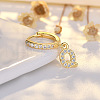Brass Micro Pave Clear Cubic Zirconia Hoop Earrings WGE85EC-17-1