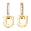 Brass Clear Cubic Zirconia U-Shaped Hoop Earrings EJEW-Q016-20G-2