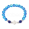Synthetic Moonstone Beads Stretch Bracelets for Women Men BJEW-JB11376-3