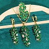 Leaf Brass with Cubic Zirconia Pendant Necklace & Hoop Earring & Ring FS-WGD46EA-09-1