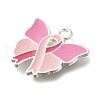 Breast Cancer Pink Awareness Ribbon Theme Alloy Enamel Pendants ENAM-C026-01I-S-2