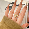 Cattle Head Brass Micro Pave Clear Cubic Zirconia Adjustable Cuff Rings for Women FS-WG0DBC7-01-2