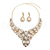 Teardrop Alloy Glass Stud Earrings & Bib Necklaces Sets for Women FS-WGC29D0-01-2
