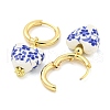 Handmade Porcelain Blue and White Porcelain Heart Hoop Earrings EJEW-A042-01-2