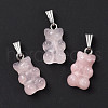 Natural Rose Quartz Pendants X-G-G854-01P-06-2