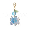 Flower Synthetic Moonstone & Glass Pendant Decorations HJEW-TA00337-02-2