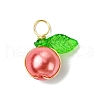Pearlized Glass Pearl Round Pendants PALLOY-JF03386-01-3