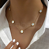 Elegant Stainless Steel Pave Shell Flower Link Chain Necklaces for Women LG8560-1-3