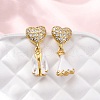 Brass Micro Pave Clear Cubic Zirconia Dangle Stud Earrings EJEW-D322-03G-02-1