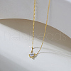 925 Sterling Silver Pave 5A Clear Cubic Zirconia Round Pendant Necklaces NJEW-C087-01G-1