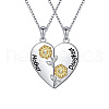 2Pcs Mother's Day Sunflower Heart Alloy Crystal Rhinestone Mother and Daughter Pendant Necklaces FS-WGEE931-01-3