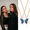 2Pcs Matching Butterfly Pendant Necklaces Set JN1033B-1-7