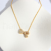 Heart Initial Brass Micro Pave Clear Cubic Zirconia Pendant Necklaces FS-WG89C2E-16-1