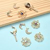 10Pcs 10 Styles Zinc Alloy with Glass Rhinestone Pendants FIND-YW0004-27-2