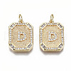 Brass Micro Pave Clear Cubic Zirconia Pendants KK-S356-234D-G-NF-1