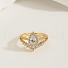 Brass Micro Pave Cubic Zirconia Double Layer Finger Rings IQ6889-1-2