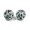 Painted Wood European Beads WOOD-F017-04D-2