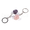 201 Stainless Steel with Natural Gemstone Pendants Keychain G-Q172-04P-2
