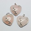 Heart Natural Rose Quartz Pendants X-GP356-1-2