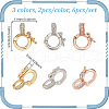 DELORIGIN 6Pcs 3 Styles Brass Micro Pave Clear Cubic Zirconia Twister Clasps ZIRC-DR0001-02-2
