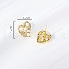 Heart Brass Clear Cubic Zirconia Stud Earrings ZD0180-4