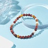 Natural Mookaite Round Beaded Stretch Bracelet BJEW-JB07904-01-2