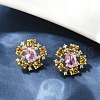 Flower Brass Micro Pave Cubic Zirconia Stud Earrings EJEW-M082-20G-1
